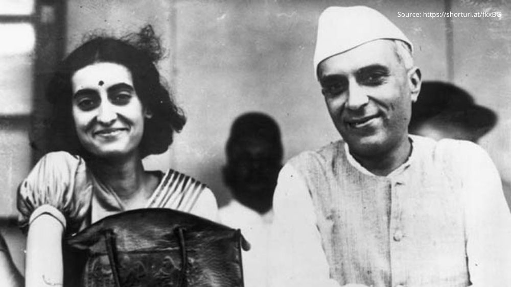 Jawaharlal Nehru, President of the Indian Congress with his daughter Indira Nehru (Gandhi)